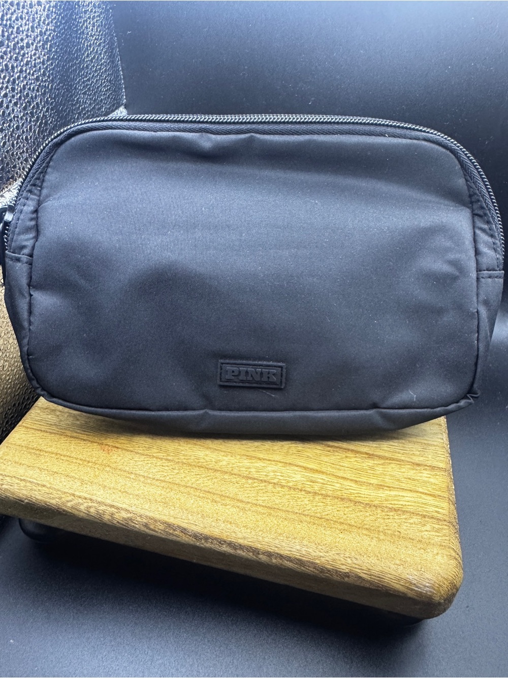Victoria's Secret PINK Matte Black Nylon Belt Bag Fanny Pack Crossbody - NWT